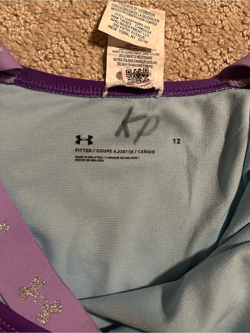 Under Armour Girls' Purple One-Piece Swimsuit size 12